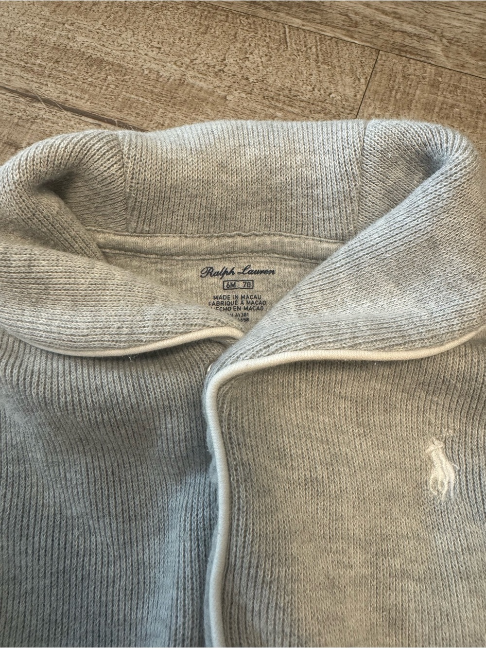 Ralph Lauren Light Gray Knit Baby One-Piece - Picture 3 of 3